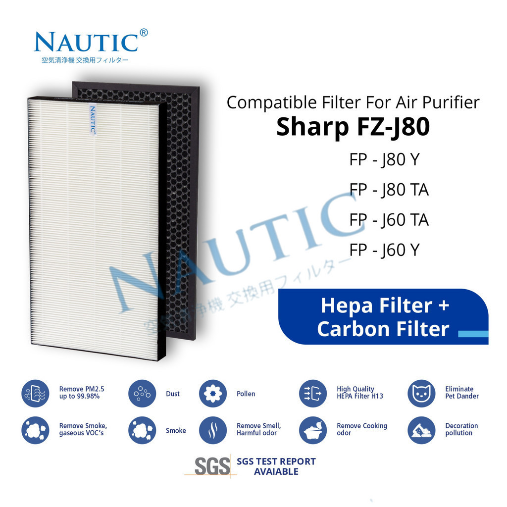 HEPA Filter Air Purifier Sharp FP-J60 FP-J60Y FP-J80 FP-J80Y FP J60Y-W FP J80Y-H Replacement Filter 