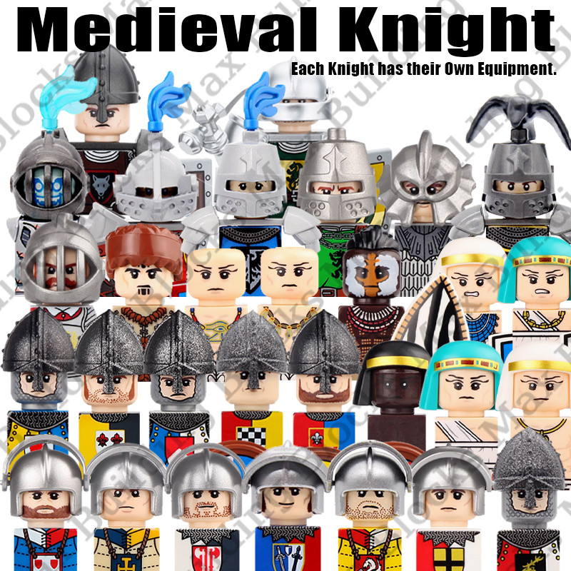 MOC Medieval Military Soldiers Figures Building Blocks Castle Tripoli Knight Warrior Infantry Shield
