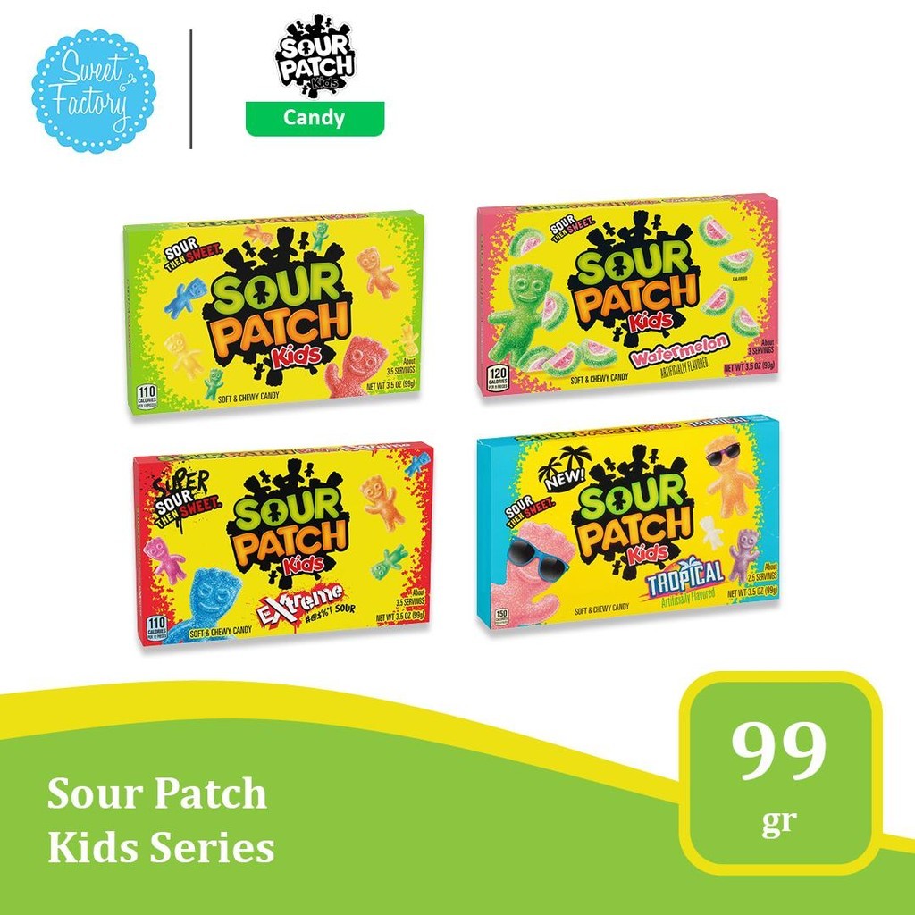 

Sour Patch Kids Box 99gr / 3.5oz | Permen Asam Manis Kenyal – 4 Varian Rasa Favorit USA