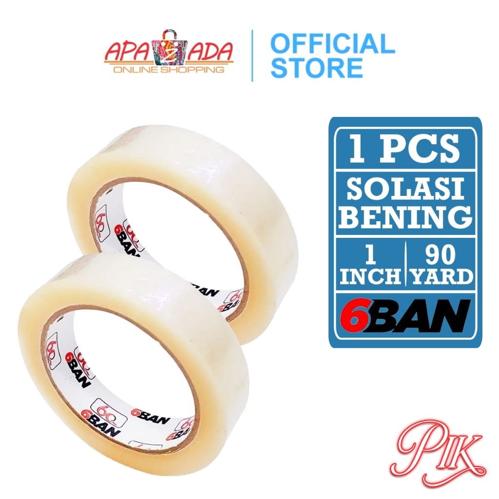 

Lakban Bening 24mm x 90 Yard Satuan [1 Pcs Lakban] / Solasi Solatip OPP Tape 6BAN