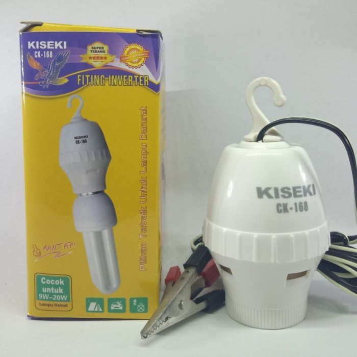 Fitting Gantung Power Inverter Fitting Lampu Gantung Jepit Aki DC ke AC Kiseki 168 12V to 220V Fitin