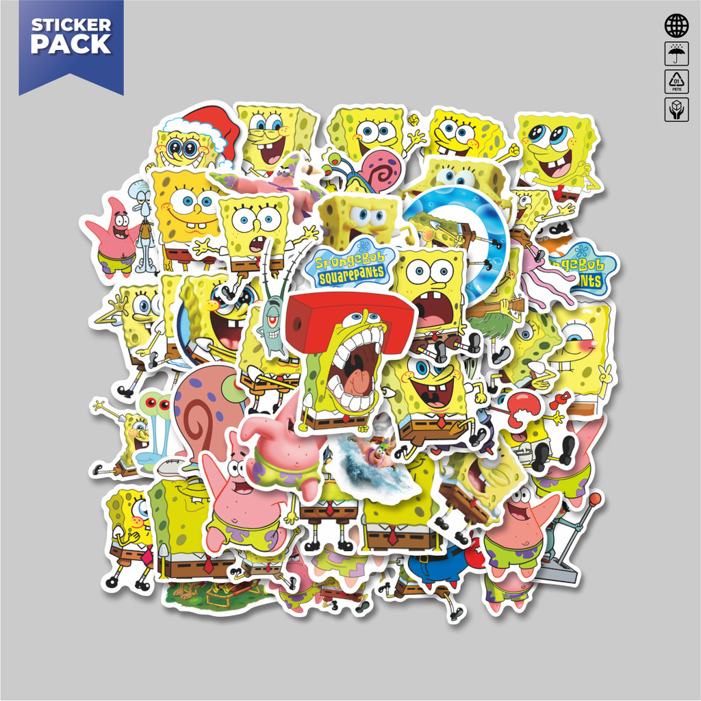 

[100PCS]Stiker Pack Sticker Kartun SpongeBob SquarePants Aesthetic Vinyl Anti Air Dekorasi Sticker Laptop Buku Journal Koper Helm Casing HP Gitar Helm Skateboard
