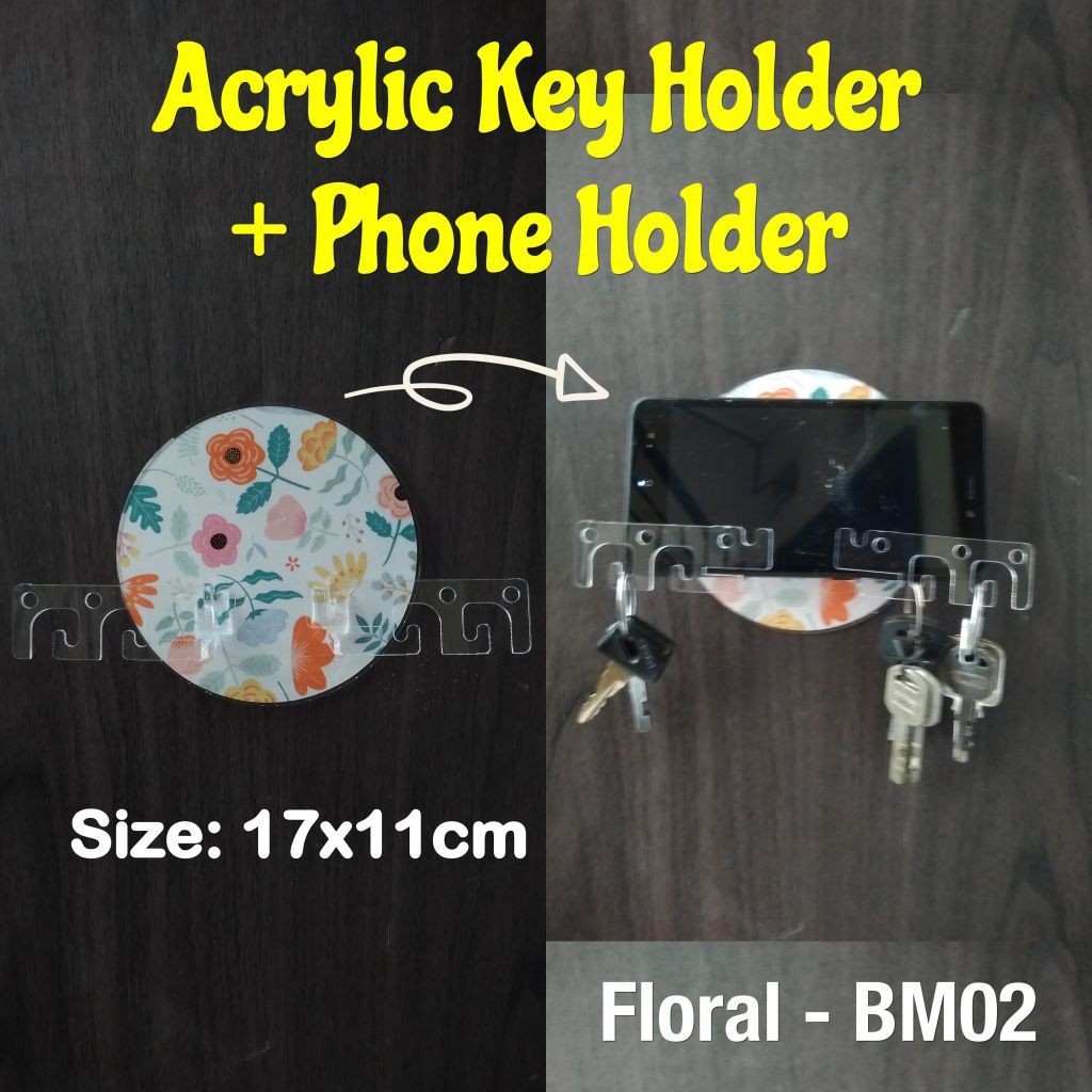 

ACRYLIC Key Holder Tempat Gantung Kunci Minimalis Bulat Motif Kayu Floral Gold Silver Bahan Akrilik Toko 2A