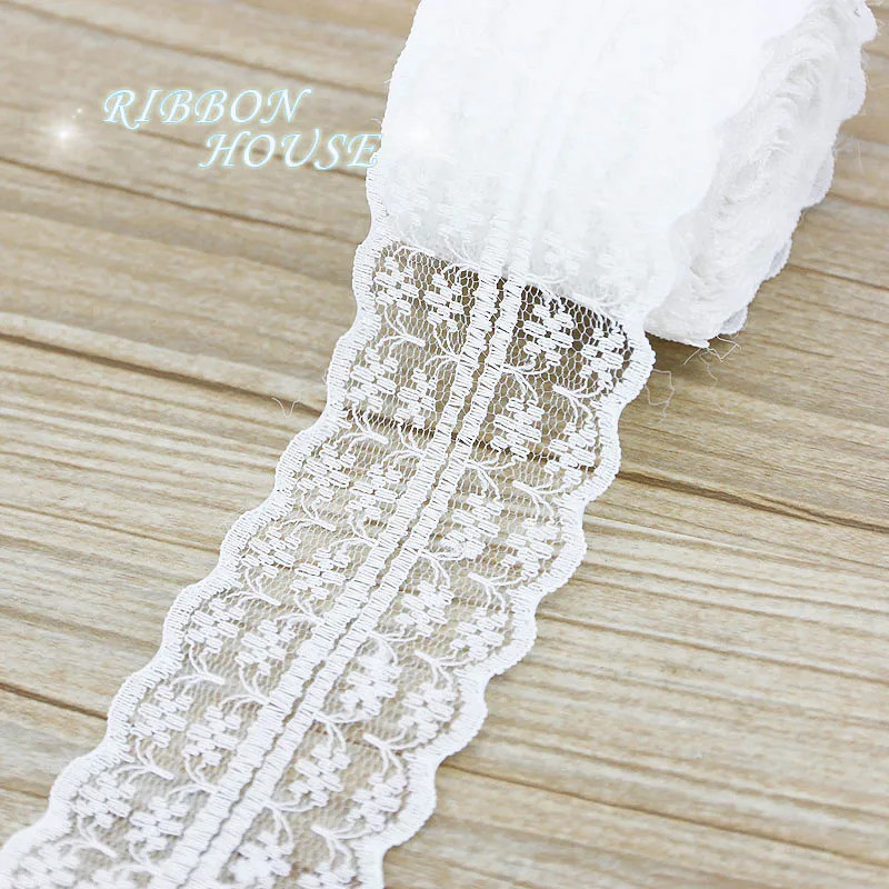 

(5 Yards/roll) 45mm White Lace Fabric Webbing Decoration Lovely Gift Packing Material Lace Trim Cord For Sewing Decoration