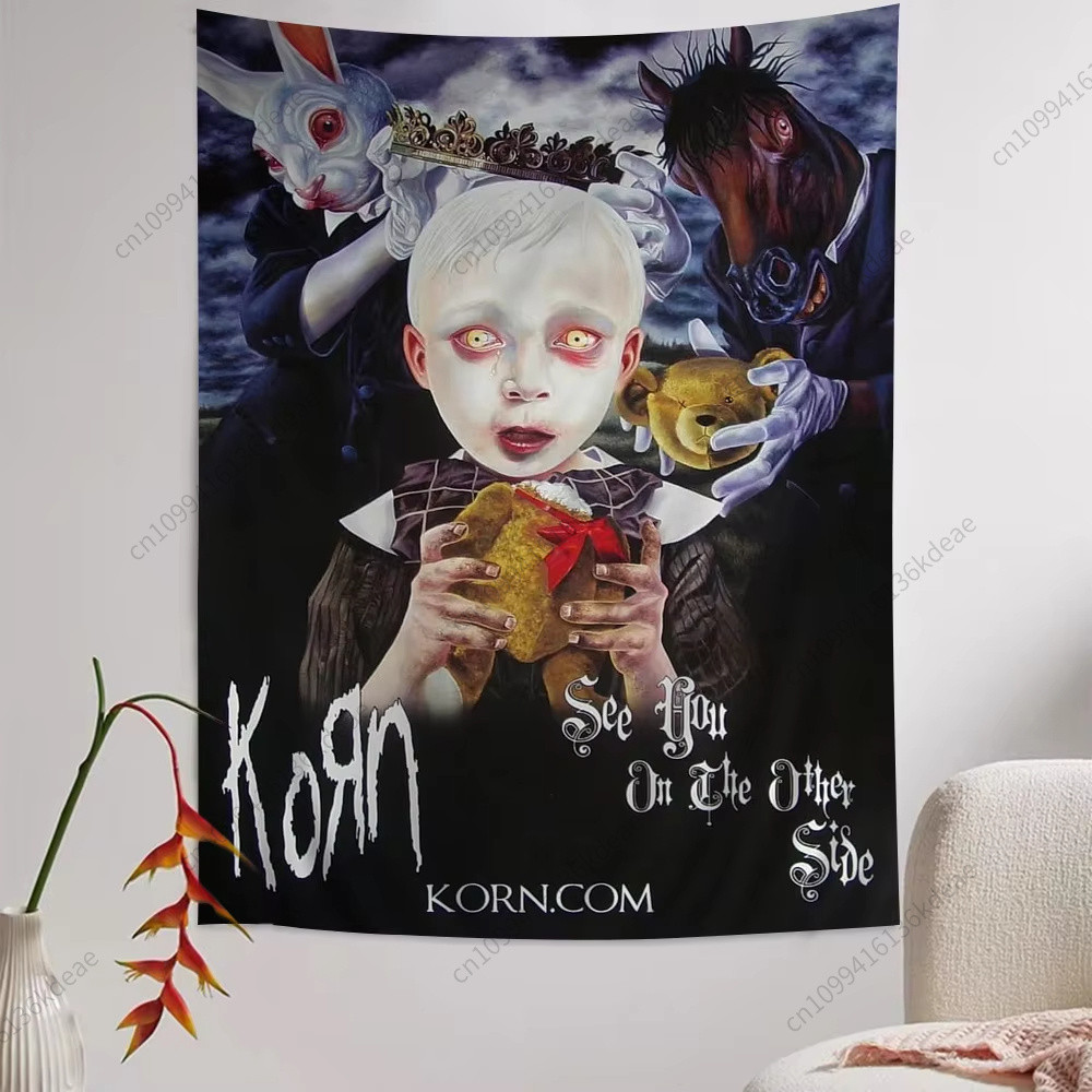 

Vintage Tapestries K-Korn rock band Tapestry Anime Tapestry Wall Tapestry Hanging Aesthetic Bedroom Background Cloth Room Decor