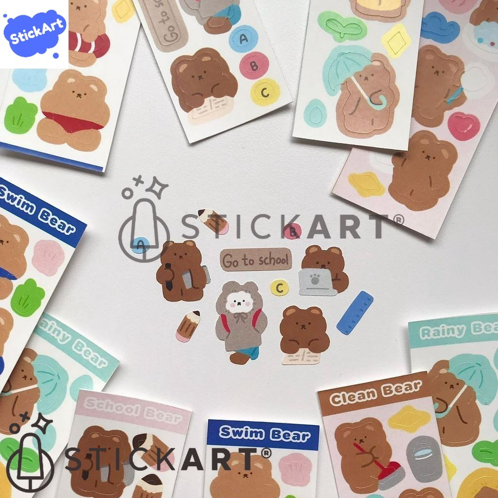 

[STICKART] Mini sticker bear/ stiker beruang lucu dekorasi jurnal dan photocard BAHAN DAN KWALITAS PREMIUM