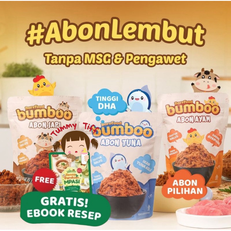 

NEW BUMBOO Abon Asli - Tekstur Lembut MPASI Si Kecil - Sumber Protein - Tanpa MSG - Tanpa Pengawet PREMIUM