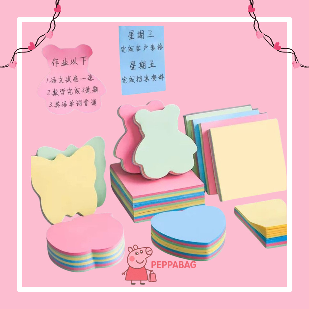 

100 Lembar Bentuk Shapes Random Color Sticky Note Memo Label Sticker Bookmark Warna-warni - ES0377