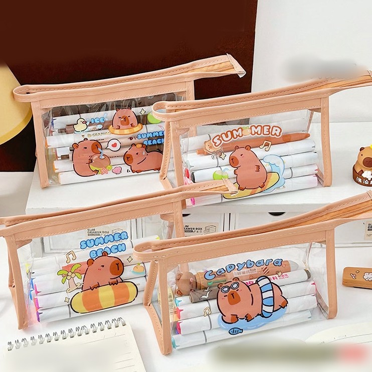 

Tempat Pensil Capybara Aesthetic Transparan imut / capybara stationery bag style transparent cosmetic bag storage bag stationery box