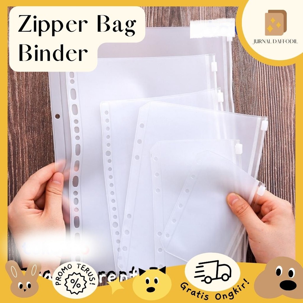 

Jurnal Daffodil - Zipper Bag Binder Pocket Binder Divider / Organizer Pocket Binder / Binder Pouch Transparan / Binder Keuangan / ZipLock Binder A5
