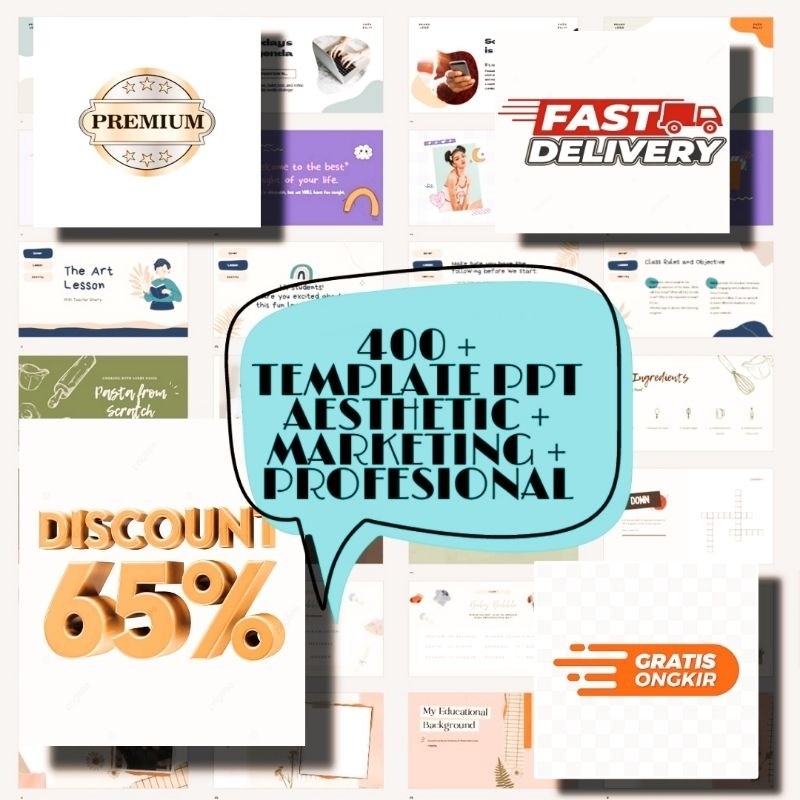 (Termurah) 400+ Template Powerpoint PPT Presentasi Aesthetic, Template Powerpoint Marketing + Profes