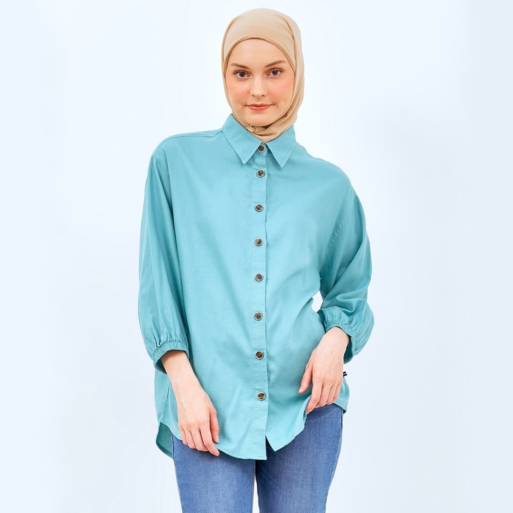 [NEW] Flamoush Fayoli Green Kemeja 7/8 Oversize Wanita