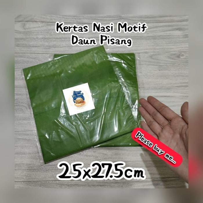 [ 100 PCS ] Wax Paper / kertas nasi KFC Laminasi Motif DAUN PISANG. - Motif Lama, 30 x 40 cm