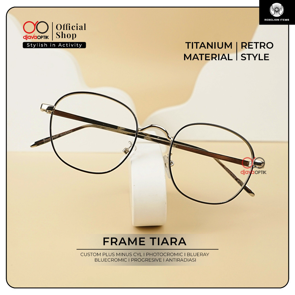 DJAVA OPTIK - Frame Tiara - Kacamata Bulat Korea Fashion Full Titanium