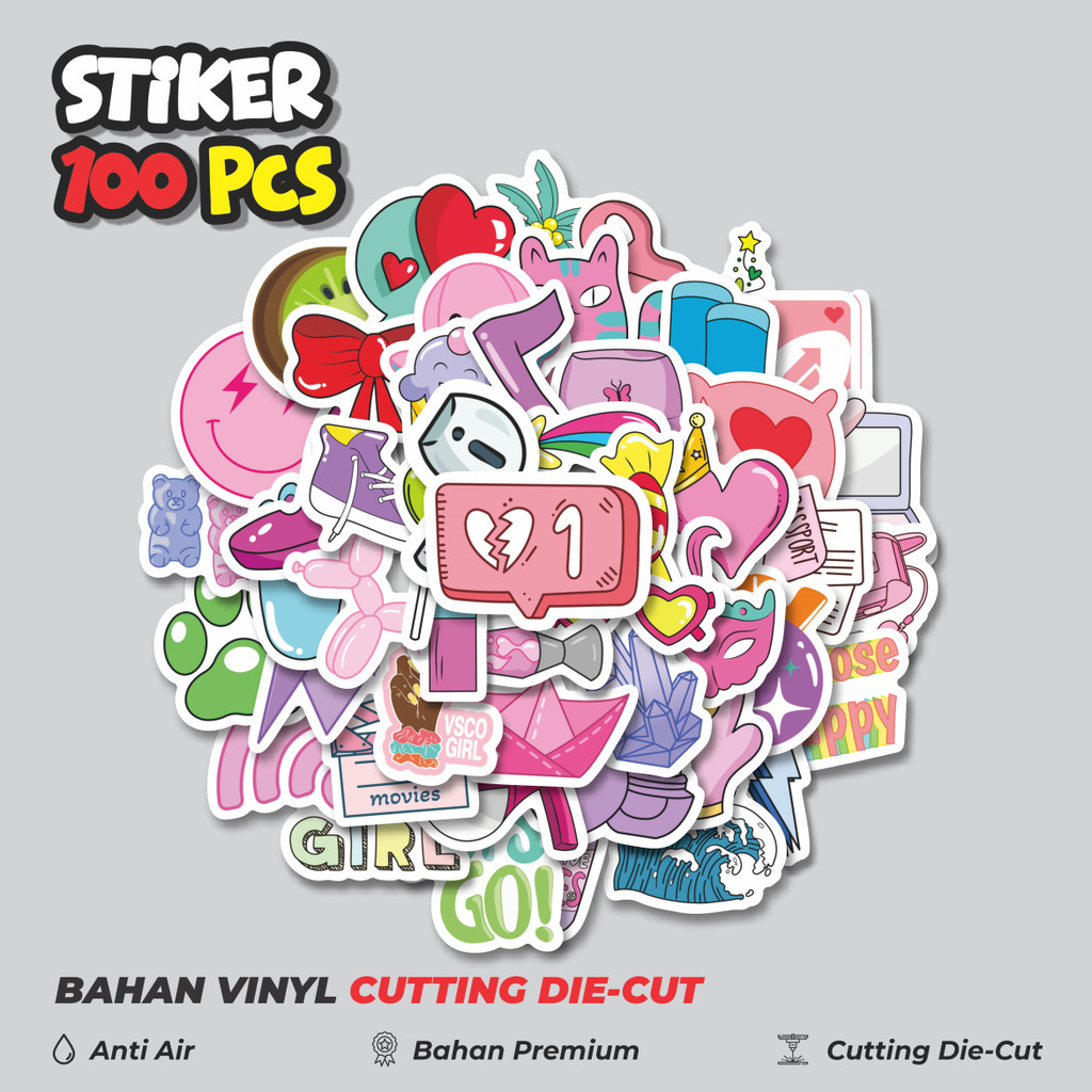 

Terbaru! 50 pcs Stiker VSCO Girl and Aesthetics Stiker Dekorasi Lucu Kreatif untuk Notebook, Skateboard, HP