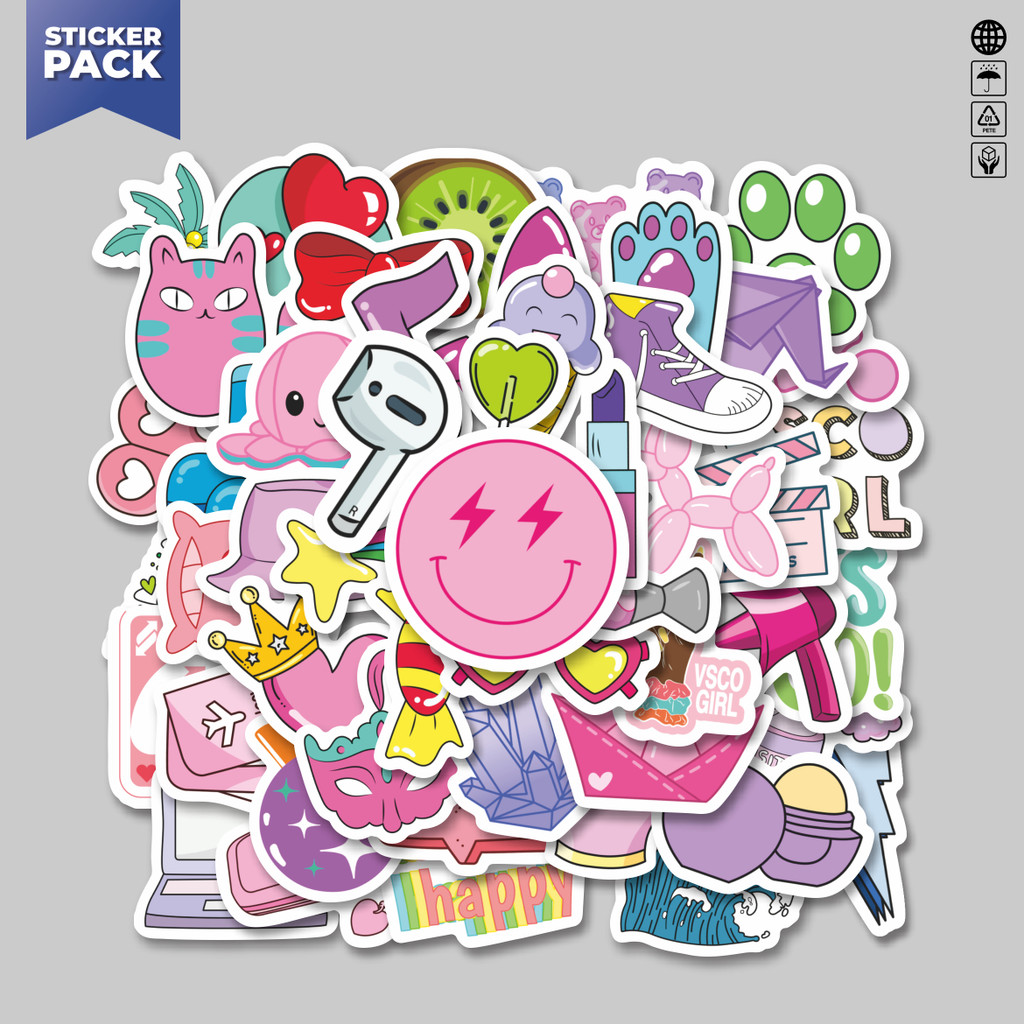 

[100PCS]Stiker Pack Stiker VSCO Girl and Aesthetics Stiker Aesthetic Vinyl Anti Air Dekorasi Sticker Laptop Buku Journal Koper Helm Casing HP Gitar Helm Skateboard