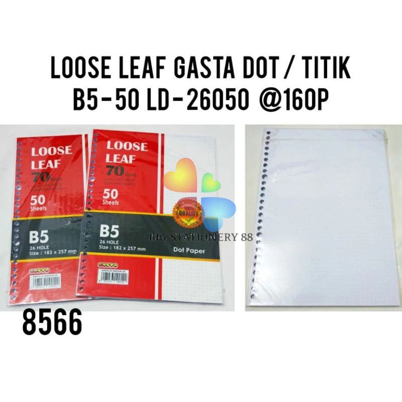 

Loose Leaf B5 A5 Dot Titik 50 Lembar/ Kertas Isi BInder A5 B5