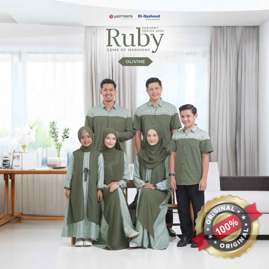 YASMEERA - SARIMBIT  RUBY 2025 - OLIVINE - Family Set Keluarga / Baju Lebaran Keluarga Muslim ORIGIN