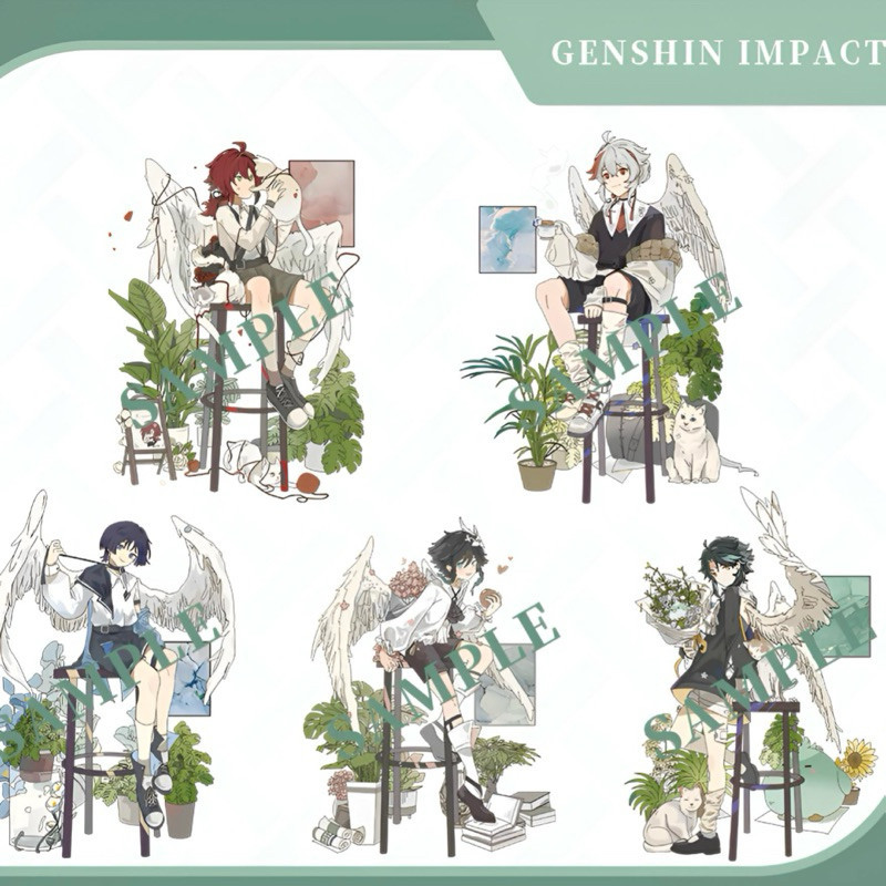 Gantungan Kunci Genshin Impact Akrilik Koleksi Angel Fairy Wings Wanderer XiAO Venti DILUC