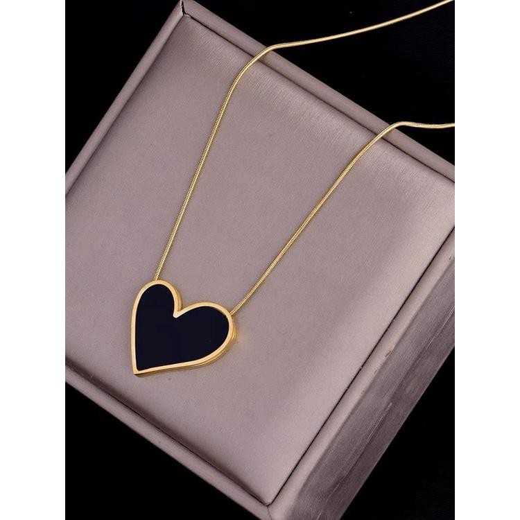 Kalung Love Wanita Bahan Titanium Lapis Emas Asli Anti Karat Selamanya Titanium Lapis Emas Anti Kara