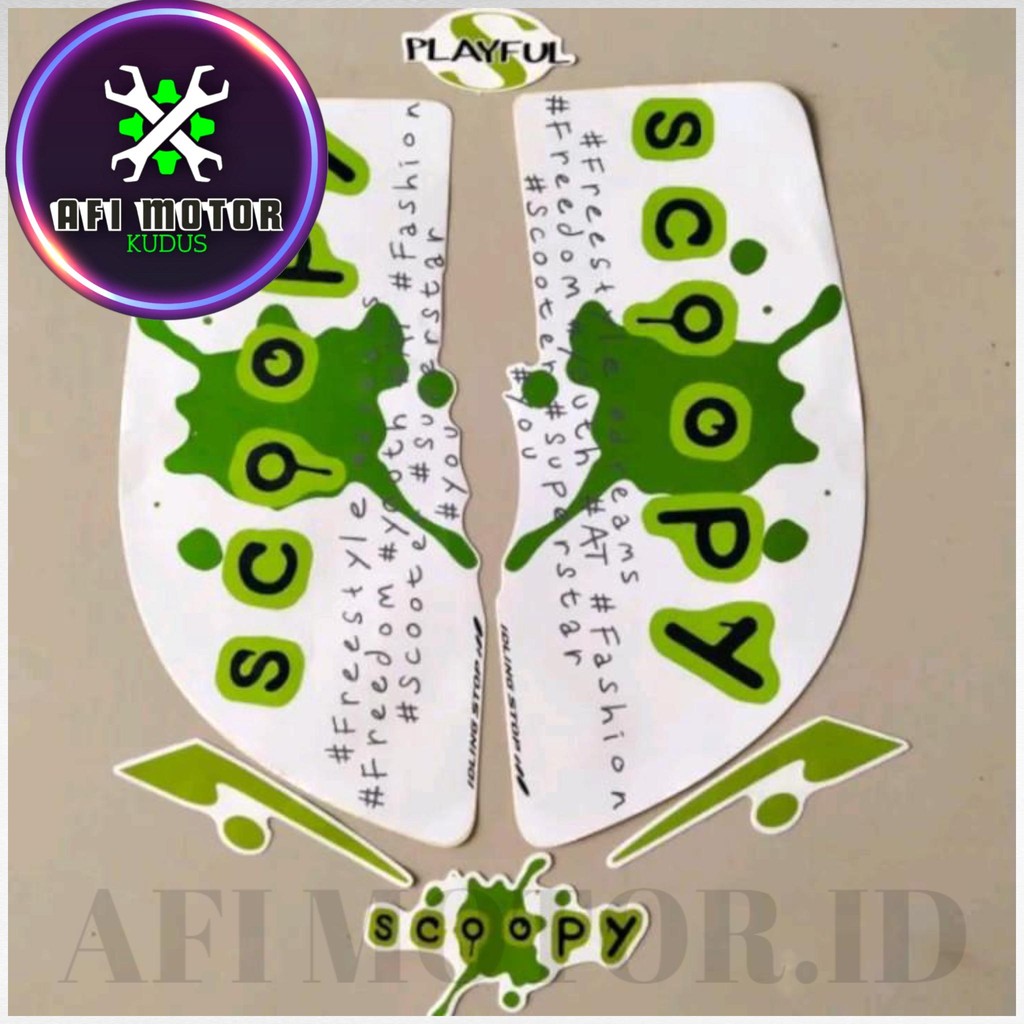 Stiker Striping Motor HONDA Scoopy 2017 Playfull Hijau List Body Bodi Full Set Standar Premium Berku