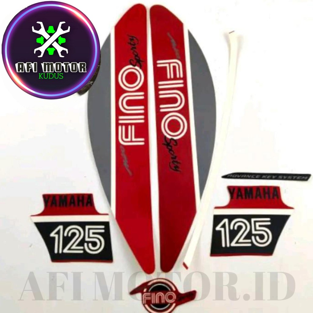 Striping Stiker Polet Motor YAMAHA Fino 125 2017 Sporty Hitam Merah Full Body Set List Standar Premi