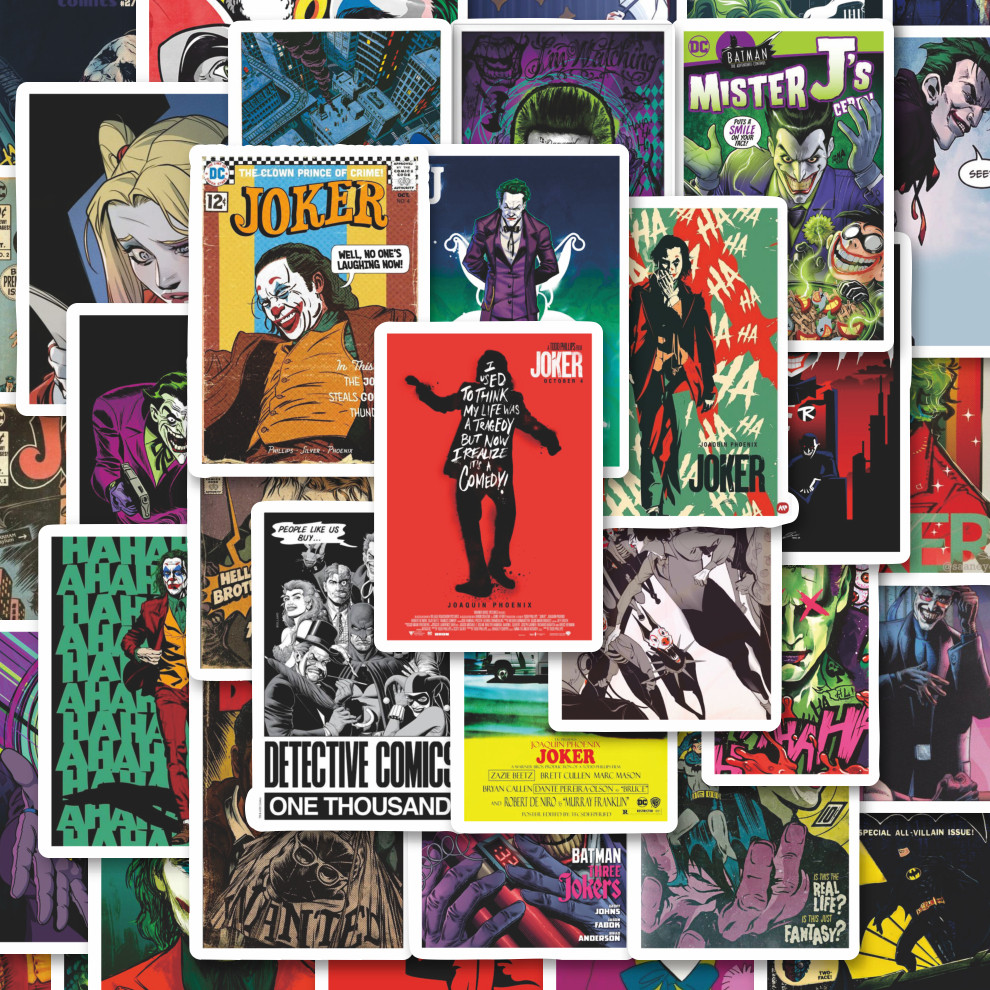 

100PCS Lucu Stiker Poster Cover Komic Joker Vintage Stiker Aesthetic Stiker Anti Air Stikers Berperekat Waterproof sticker decal buat Motor Helm Buku Journal Koper Casing HP Laptop Botol Minum Hadiah anak