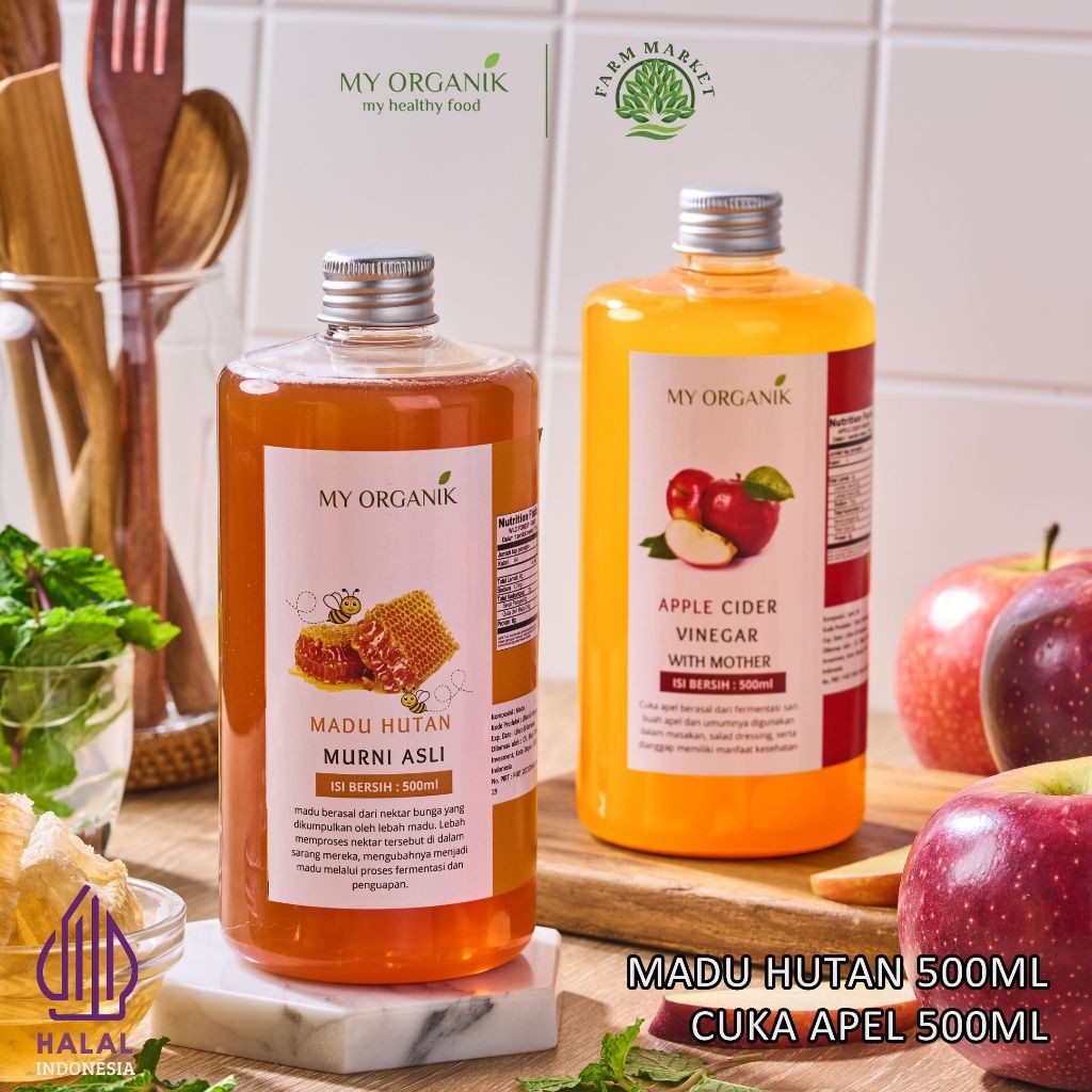 

My Organik Cuka Apel Original 2 in 1 Apple Vinegar with Mother Organik Premium Madu Kalimantan