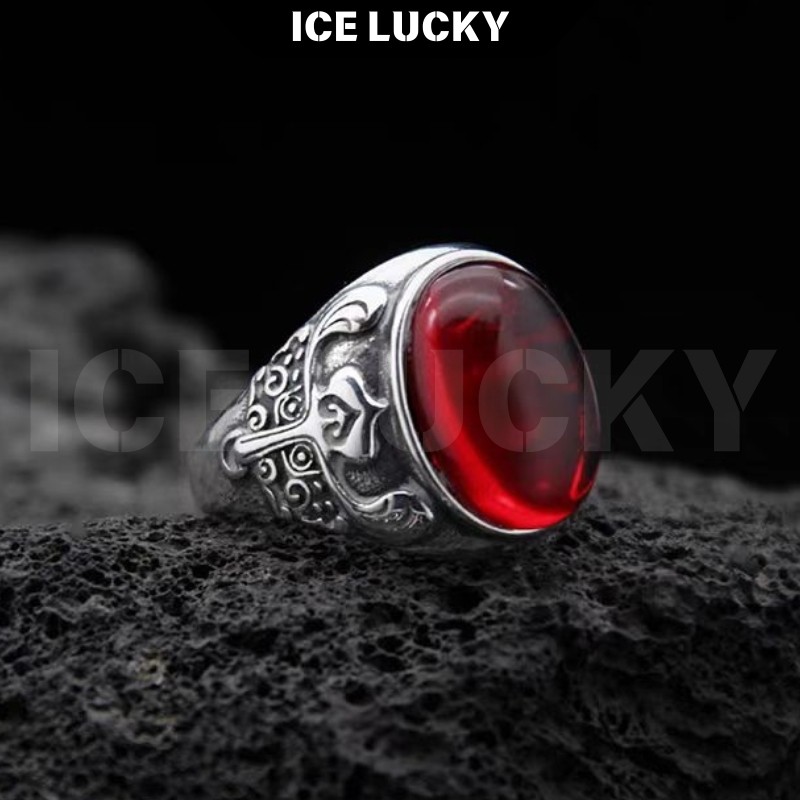 1323 Cincin Perak Tibet Pria - Cincin Bernuansa Vintage dengan Ornamen Totem Asli dan Batu Amber, An