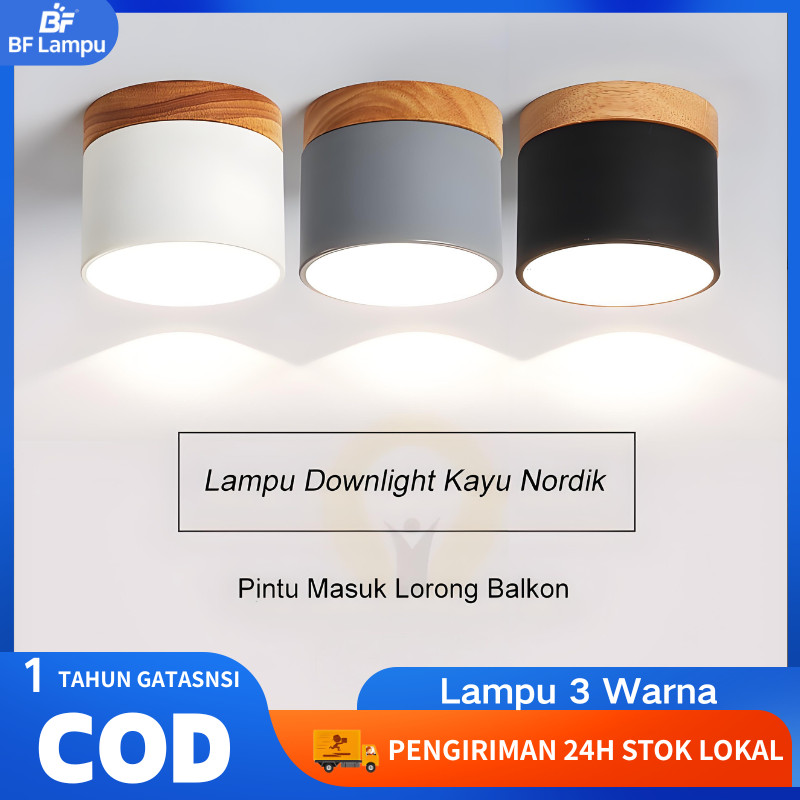 Lampu Downlight Kayu Nordik Lampu gantung ruang tamu plafon minimalis lampu spotlight downlight 3 wa