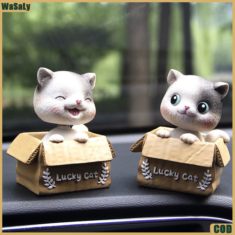 Lucky Cat Kucing Goyang - Pajangan Dashboard Mobil Simulasi Kepala Bergerak, Ornamen Kucing Lucu unt