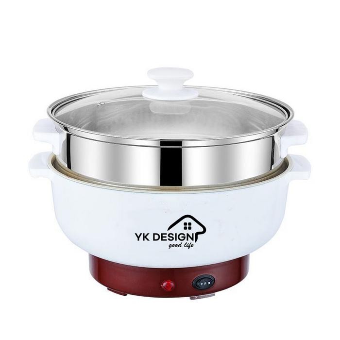 YK DESIGN Panci Elektrik Teflon Serbaguna / Panci Listrik Multifungsi Free Kukusan Stainless  YK-803