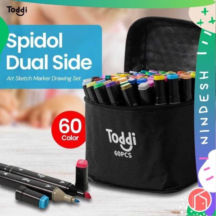

Toddi Spidol Dual Side Fine Art Brush Marker Set 60 Color - HL270 Blue Pen