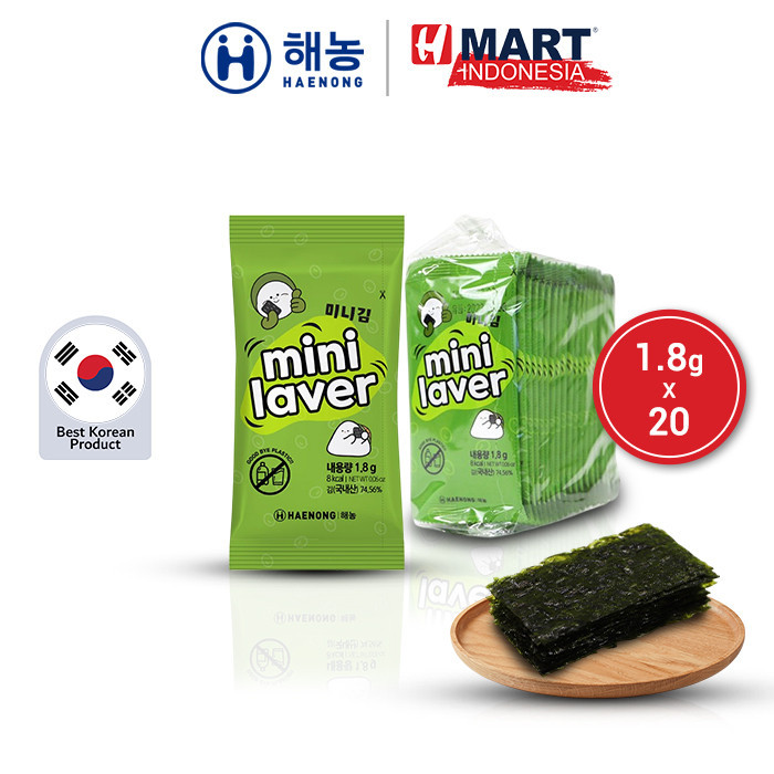 

HAENONG Mini Laver - Rumput Laut / Nori Ukuran Mini 1.8g x 20