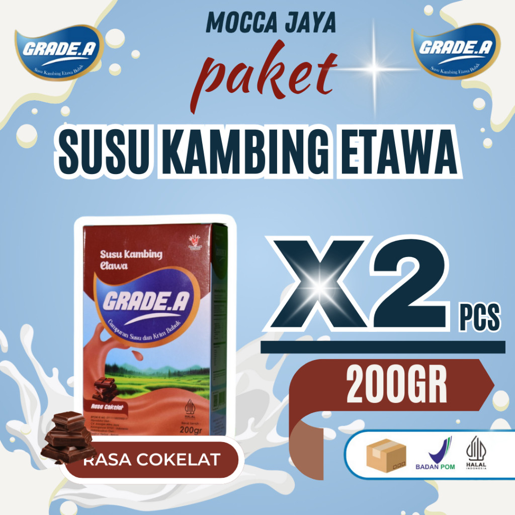 

PAKET 2 BOX GRADE.A SUSU KAMBING ETAWA BUBUK RASA COKELAT 200GR BOX