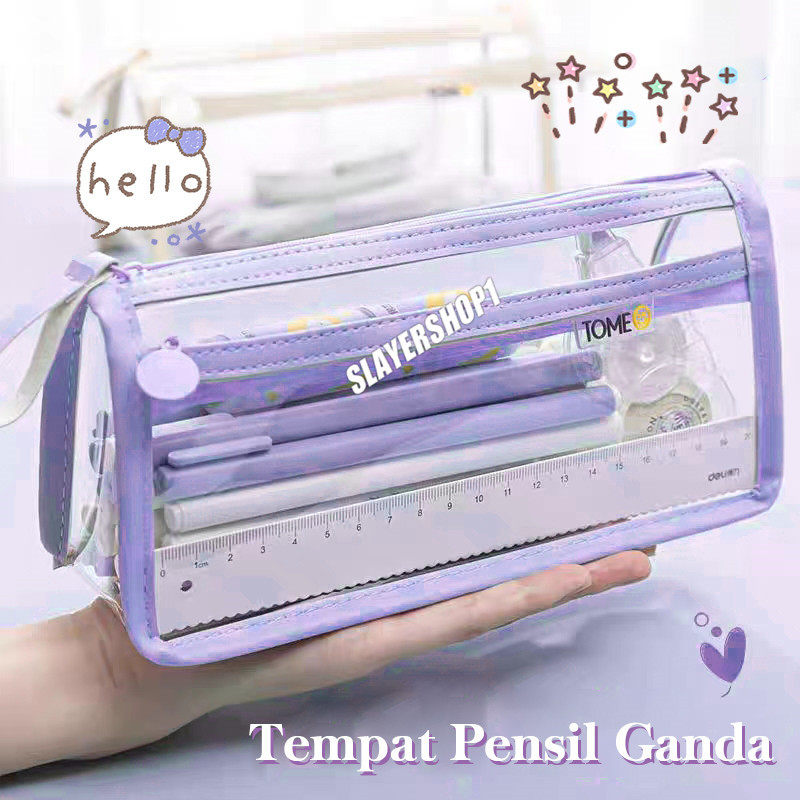 

7.7 promo Kotak Pensil Anak Perempuan Korean Style,TPU Kotak Pensil Bening Transparan,Tempat Pensil Sekolah,Pensil Case Transparant