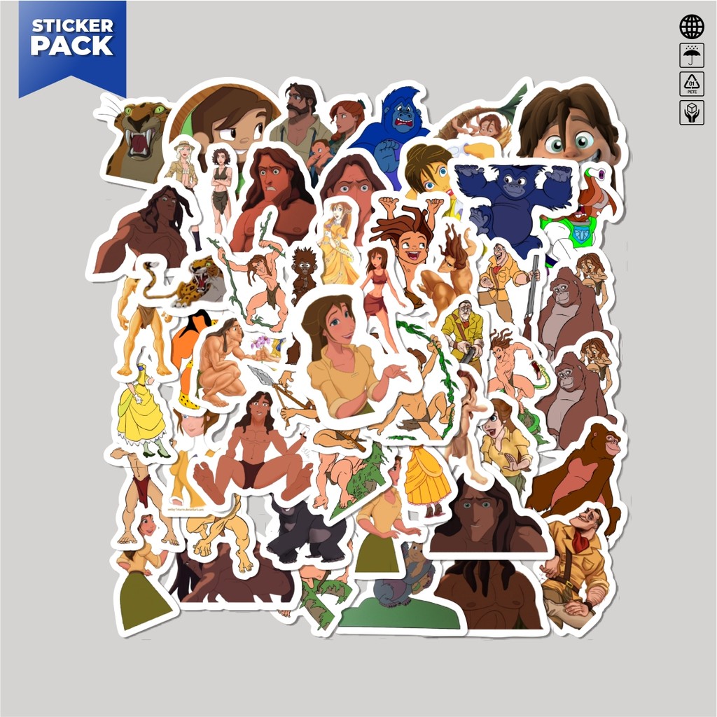 

[100PCS]Stiker Pack Stiker Kartun The Legend Of Tarzan Aesthetic Vinyl Anti Air Dekorasi Sticker Laptop Buku Journal Koper Helm Casing HP Gitar Helm Skateboard