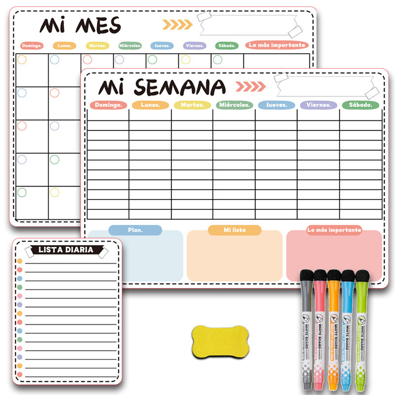 

Weekly and Monthly Schedule Magnetic Soft Whiteboard Refrigerator Sticker Calendar Removable Message Magnetic Sticker