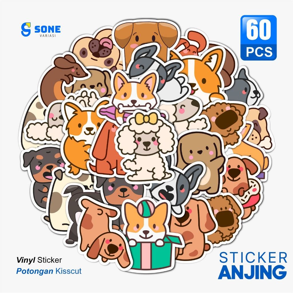 

Sticker Pack CUTE DOG / Sticker Kartun Anak Paper Vinyl Waterproof Glossy Dekorasi Buku Jurnal
