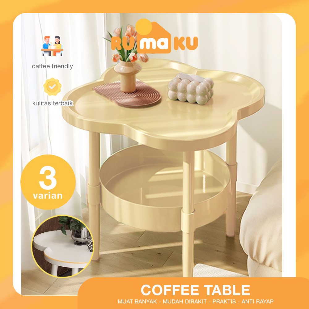 Rumaku Meja Kopi Minimalis Serbaguna Meja Nakas Kecil Modern Meja Sudut Teras Bahan Plastik Multifun