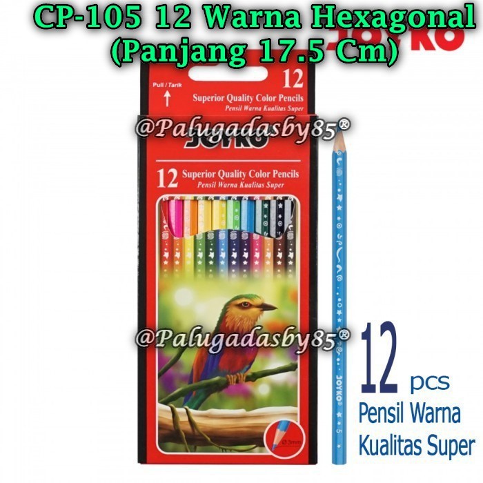 

(1 Set) GROSIR Pensil Warna JOYKO CP-105 12W / Pensil Warna Color Pencil Hexagonal Grip CP-105