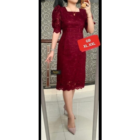 LITA DRES SEMI BRUKAT BAJU PESTA WANITA KEKINIAN TUNIK RENDA VIRAL TANGAN BALON MUTIARA