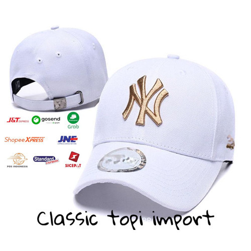 Topi Import Baseball Fashion Tulisan Depan Plat Metal Besi Pria Cowok Cewek Bordir NY Original List