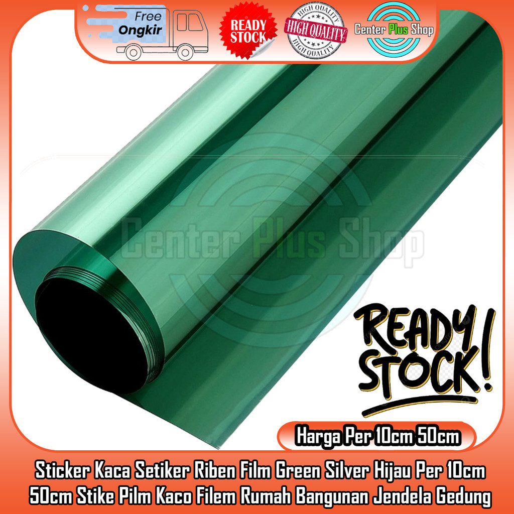 Sticker Kaca Setiker Riben Film Green Silver Hijau Per 10cm 50cm Stiker Pilm Kaco Filem Rumah Bangun