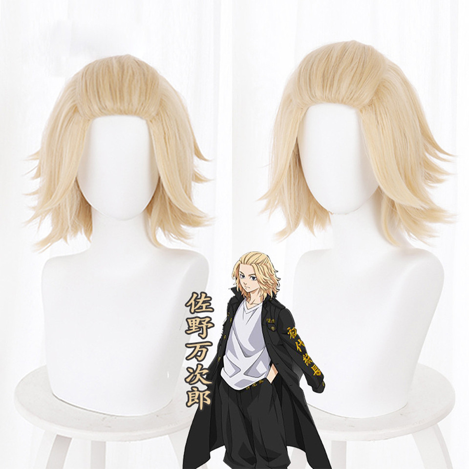 High Quality Anime Tokyo Revengers Sano Manjiro Cosplay Wig Mikey Light Blonde Short Heat Resistant 