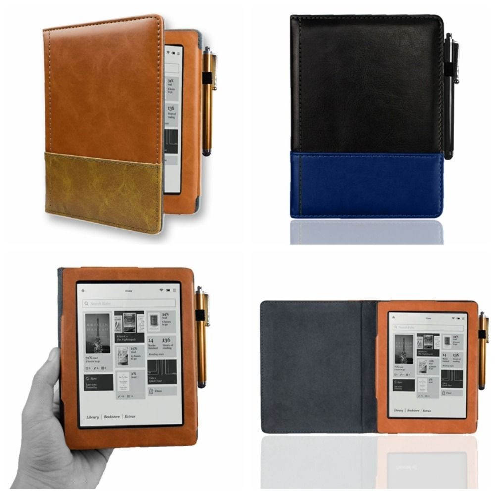 Wear-resistant 6 Inch E-Reader Case Shockproof Leather Protective Cover with Pen Slot Magnetic for K