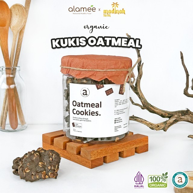 

ALAMEE Oatmeal Diet Cookies - Cemilan Dark Choco Chocolate Snack Kue Kukis Sehat Healthy Snack 225gr madinah