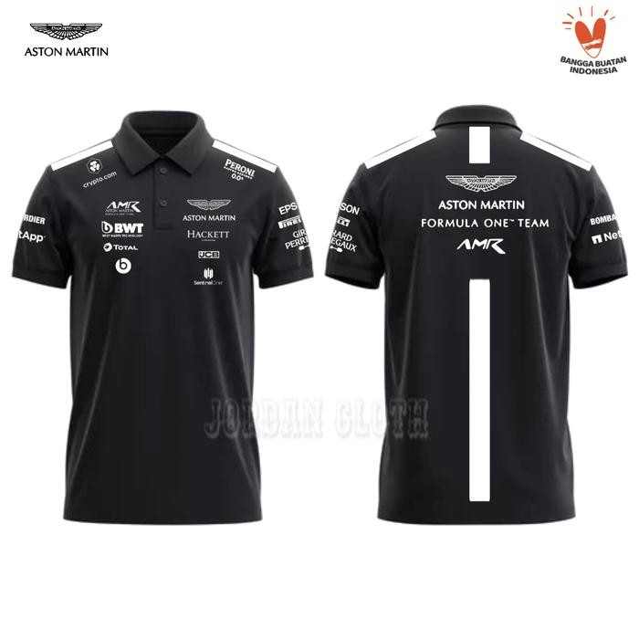 Polo shirt Tshirt Kaos Kerah Aston Martin Formula One F1 Team Racing Kaos Mobil Polo Mobil Kaos Big 