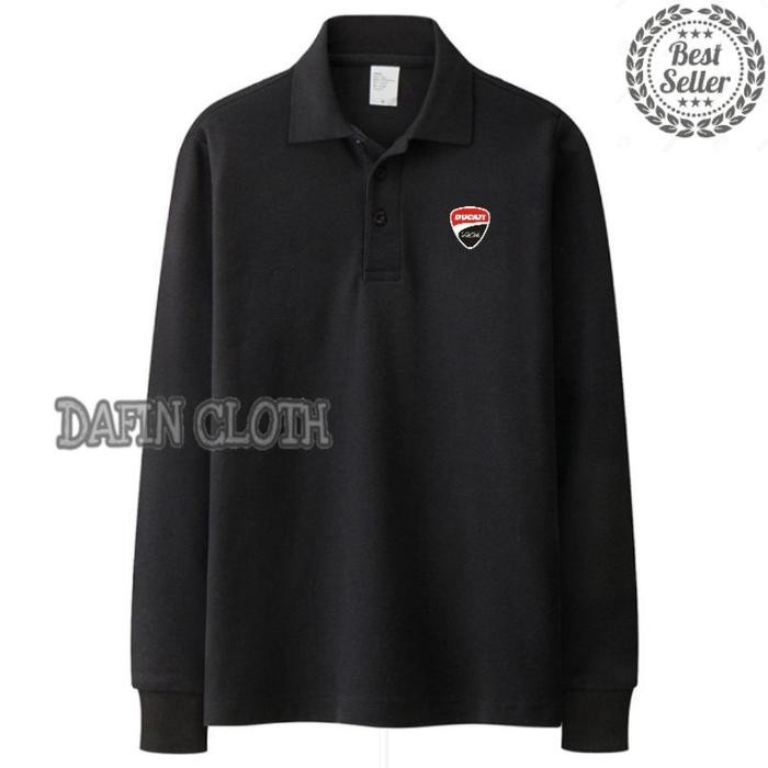 Longsleeve Polo shirt Kaos Kerah Pria Lengan Panjang Ducati Best Kaos Big Size Polo Big SIze - , L