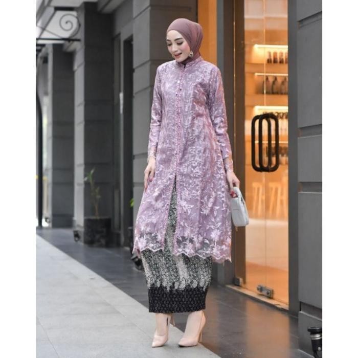 HARGA PROMO/TUNIK TILLE KANCING DEPAN/KEBAYA MODERN/KEBAYA WISUDA - lilac, atasan xxl